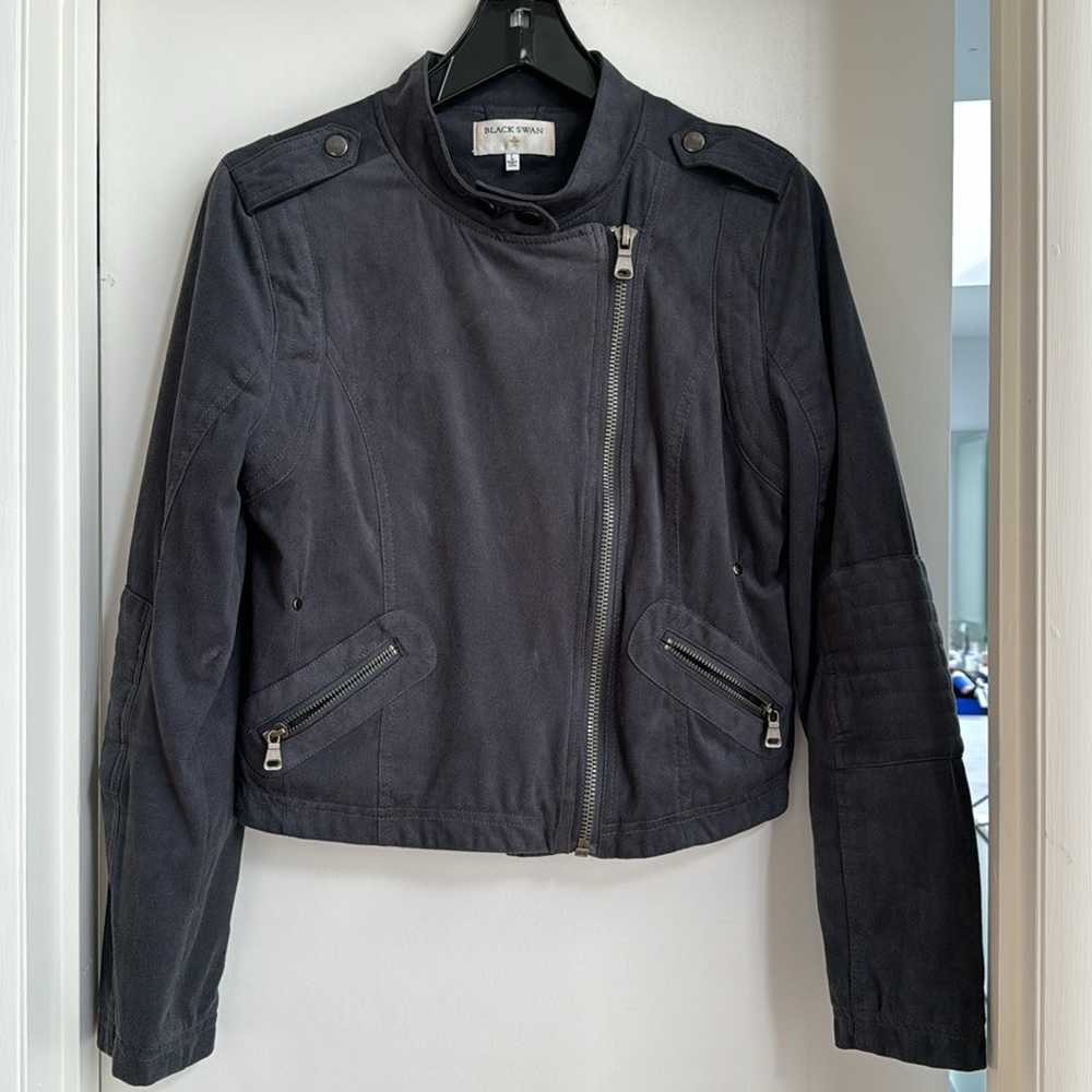 Black Swan Suede Jacket in Blue Stone